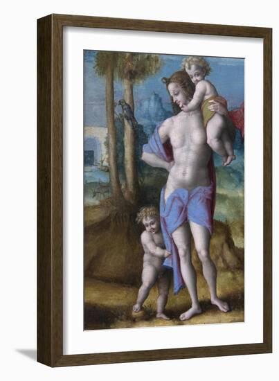 Eve with Cain and Abel-Francesco Ubertini Bacchiacca-Framed Art Print