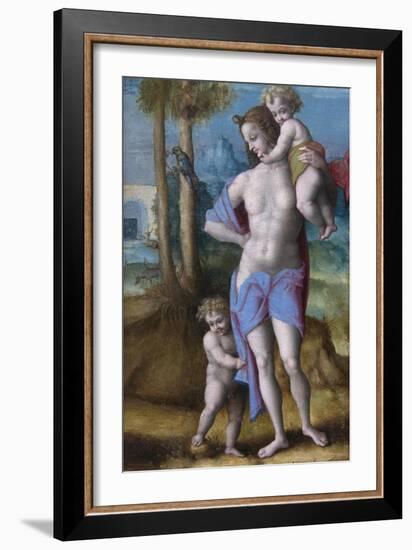 Eve with Cain and Abel-Francesco Ubertini Bacchiacca-Framed Art Print