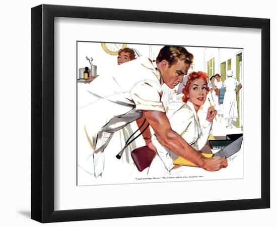 Even Doctors Are Human  - Saturday Evening Post "Leading Ladies", April 3, 1954 pg.26-Robert Meyers-Framed Giclee Print