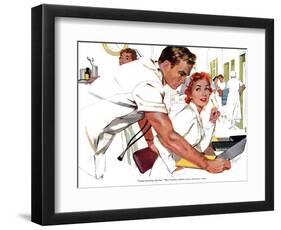 Even Doctors Are Human  - Saturday Evening Post "Leading Ladies", April 3, 1954 pg.26-Robert Meyers-Framed Giclee Print