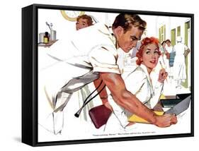 Even Doctors Are Human  - Saturday Evening Post "Leading Ladies", April 3, 1954 pg.26-Robert Meyers-Framed Stretched Canvas