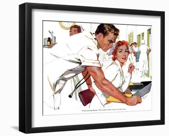 Even Doctors Are Human  - Saturday Evening Post "Leading Ladies", April 3, 1954 pg.26-Robert Meyers-Framed Giclee Print