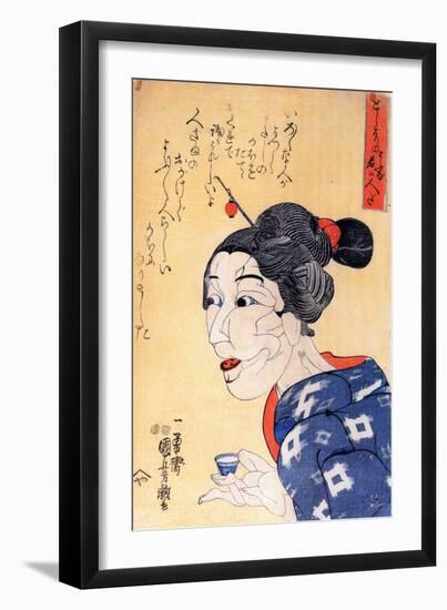 Even Thought She Looks Old She Is Young-Kuniyoshi Utagawa-Framed Giclee Print