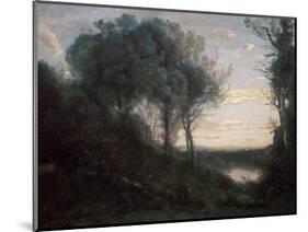 Evening, 1850-1860S-Jean-Baptiste-Camille Corot-Mounted Giclee Print