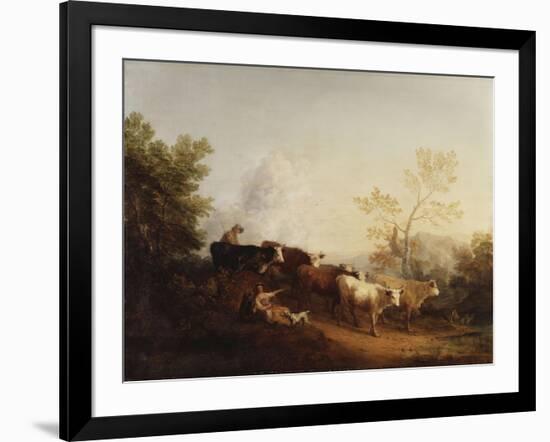 Evening; a Landscape with Cattle Returning Home-Thomas Gainsborough-Framed Giclee Print