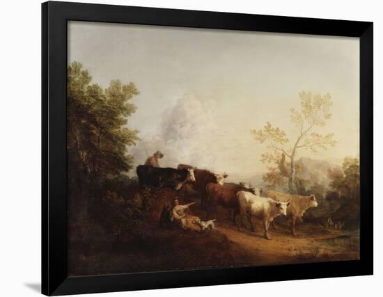 Evening; a Landscape with Cattle Returning Home-Thomas Gainsborough-Framed Giclee Print