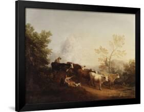 Evening; a Landscape with Cattle Returning Home-Thomas Gainsborough-Framed Giclee Print