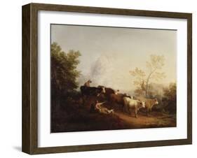 Evening; a Landscape with Cattle Returning Home-Thomas Gainsborough-Framed Giclee Print