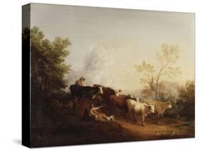 Evening; a Landscape with Cattle Returning Home-Thomas Gainsborough-Stretched Canvas