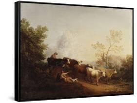 Evening; a Landscape with Cattle Returning Home-Thomas Gainsborough-Framed Stretched Canvas