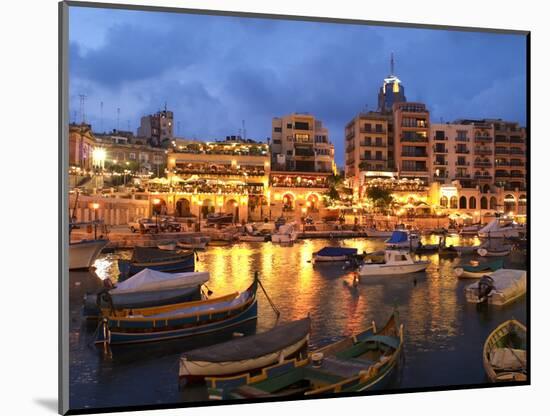 Evening across Spinola Bay with Restaurants, St. Julian`S, Malta, Mediterranean, Europe-Stuart Black-Mounted Photographic Print