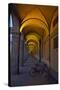 Evening and Lighted Arched Hallway, Lucca, Italy-Terry Eggers-Stretched Canvas