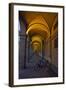 Evening and Lighted Arched Hallway, Lucca, Italy-Terry Eggers-Framed Photographic Print