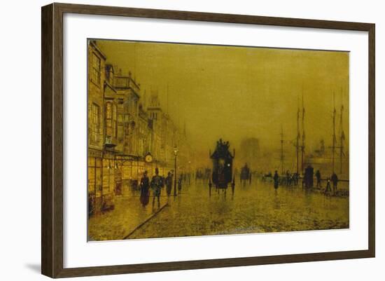 Evening at the Docks of Glasgow-John Atkinson Grimshaw-Framed Giclee Print