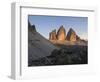 Evening at Tre Cime di Lavaredo, Sexten Dolomites nature reserve, Italy-Michael Jaeschke-Framed Photographic Print