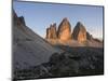 Evening at Tre Cime di Lavaredo, Sexten Dolomites nature reserve, Italy-Michael Jaeschke-Mounted Photographic Print