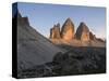 Evening at Tre Cime di Lavaredo, Sexten Dolomites nature reserve, Italy-Michael Jaeschke-Stretched Canvas