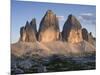 Evening at Tre Cime di Lavaredo, Sexten Dolomites nature reserve, Italy-Michael Jaeschke-Mounted Photographic Print