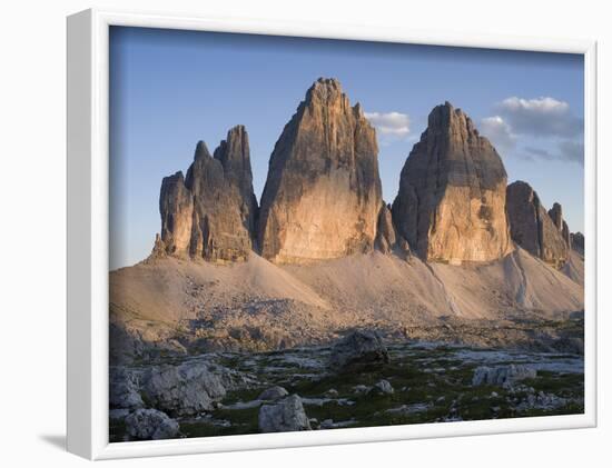 Evening at Tre Cime di Lavaredo, Sexten Dolomites nature reserve, Italy-Michael Jaeschke-Framed Photographic Print