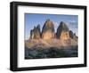 Evening at Tre Cime di Lavaredo, Sexten Dolomites nature reserve, Italy-Michael Jaeschke-Framed Photographic Print