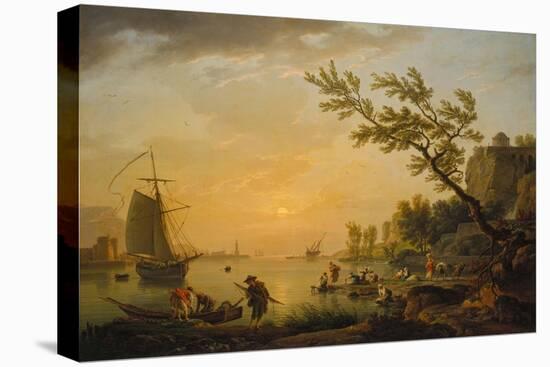 Evening Atmosphere at a Seaport, 1770-Claude Joseph Vernet-Stretched Canvas