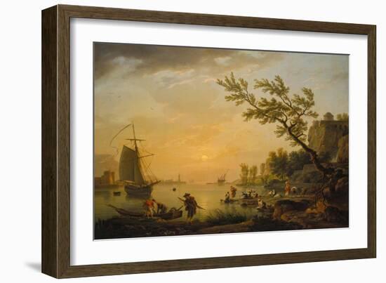 Evening Atmosphere at a Seaport, 1770-Claude Joseph Vernet-Framed Giclee Print