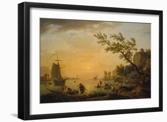Evening Atmosphere at a Seaport, 1770-Claude Joseph Vernet-Framed Giclee Print
