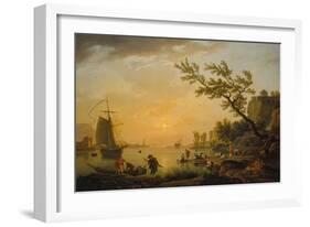 Evening Atmosphere at a Seaport, 1770-Claude Joseph Vernet-Framed Giclee Print