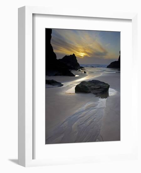 Evening, Bedruthan Steps, Cornwall, England, United Kingdom, Europe-Jeremy Lightfoot-Framed Photographic Print