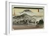 Evening Bell at Mii Temple, from the Series 'Eight Views of Lake Biewa'-Ando Hiroshige-Framed Giclee Print