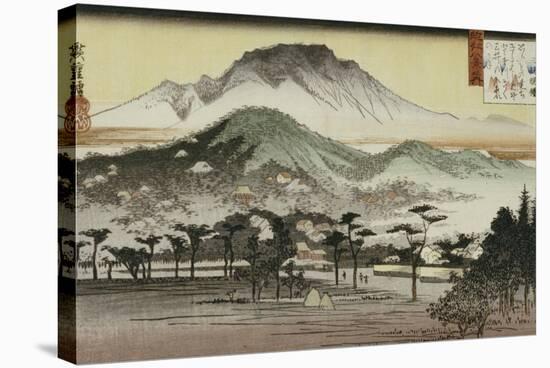 Evening Bell at Mii Temple-Ando Hiroshige-Stretched Canvas