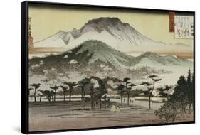 Evening Bell at Mii Temple-Ando Hiroshige-Framed Stretched Canvas