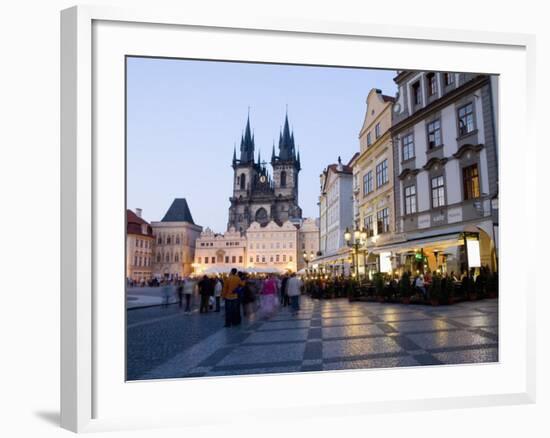 Evening, Cafes, Old Town Square, Church of Our Lady before Tyn, Old Town, Prague, Czech Republic-Martin Child-Framed Photographic Print