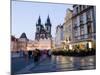 Evening, Cafes, Old Town Square, Church of Our Lady before Tyn, Old Town, Prague, Czech Republic-Martin Child-Mounted Photographic Print