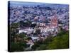 Evening City View from above City with Parroquia Archangel Church San Miguel De Allende-Terry Eggers-Stretched Canvas