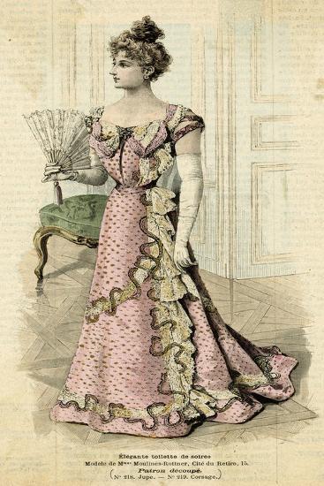 Art Print: Evening Dress 1899, 18x12in. Art Print: Evening Dress 1899, 18x12in.