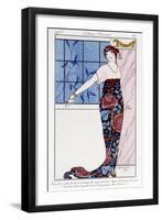 Evening Dress, Chiffon Bodice, Silk Tunic - Illustration by George Barbier (1882-1932) in “” Journa-Georges Barbier-Framed Giclee Print