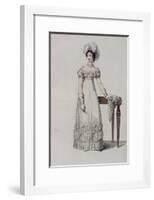 Evening Dress, Fashion Plate from Ackermann's Repository of Arts-English School-Framed Giclee Print