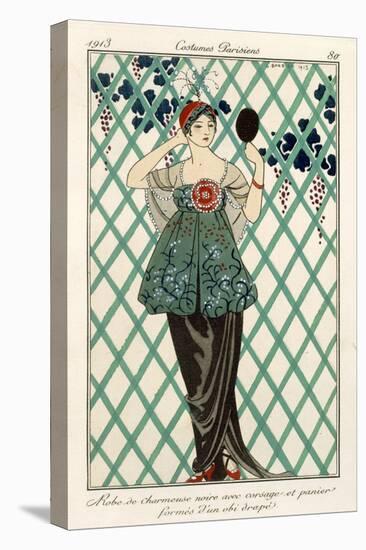 Evening Dress, from 'Costumes Parisiens' 1913-null-Stretched Canvas