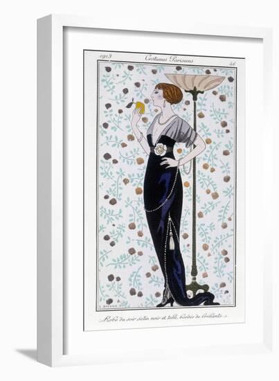 Evening Dress - Illustration by George Barbier (1882-1932) in “” Journal Des Dames Et Des Modes: Co-Georges Barbier-Framed Giclee Print