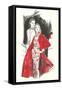 Evening Dress with Red Coat-null-Framed Stretched Canvas