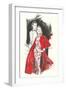Evening Dress with Red Coat-null-Framed Art Print