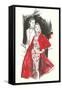 Evening Dress with Red Coat-null-Framed Stretched Canvas