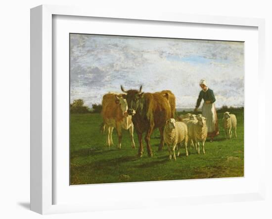 Evening, Driving Cattle, 1859-Constant-emile Troyon-Framed Giclee Print