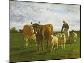 Evening, Driving Cattle, 1859-Constant-emile Troyon-Mounted Giclee Print