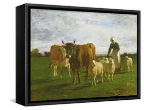 Evening, Driving Cattle, 1859-Constant-emile Troyon-Framed Stretched Canvas