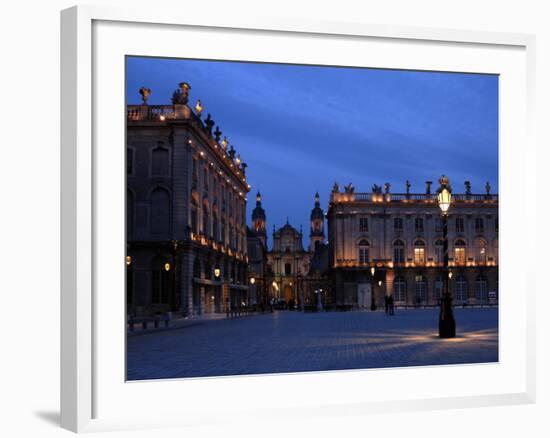 Evening Floodlit View of Place Stanislas and the Cathedral, Nancy, Lorraine, France-Richardson Peter-Framed Photographic Print