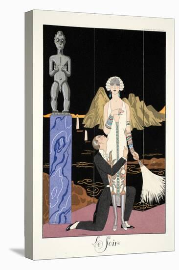 Evening, from 'Falbalas and Fanfreluches, Almanach des Modes Présentes, Passées et Futures', 1926-Georges Barbier-Stretched Canvas