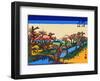 Evening Glow at the Koganei Bridge-Ando Hiroshige-Framed Giclee Print