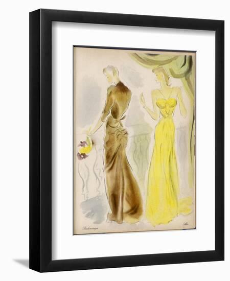 Evening Gowns by Balenciaga and Alix-null-Framed Art Print